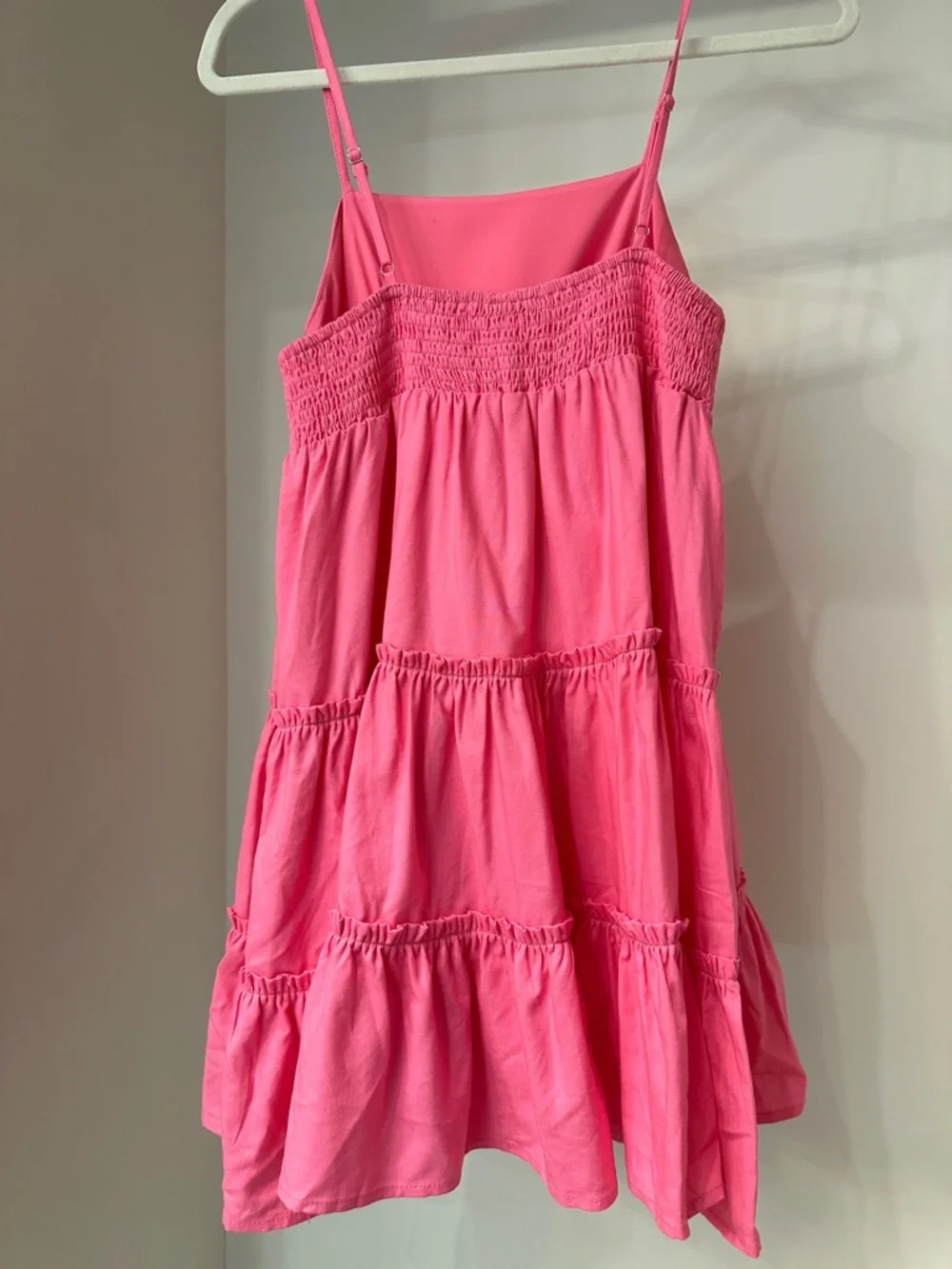 Pink Lily small Bright Hot Pink Tiered Sundress with shorts. Like new - Picture 2 of 4
